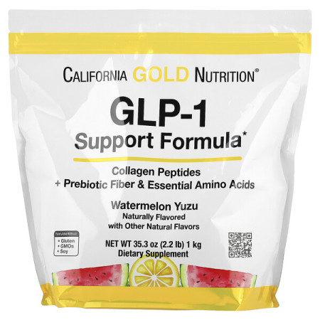 Морський колаген з клітковиною і амінокислотами California Gold Nutrition GLP-1 Support Formula, 1000 грам
