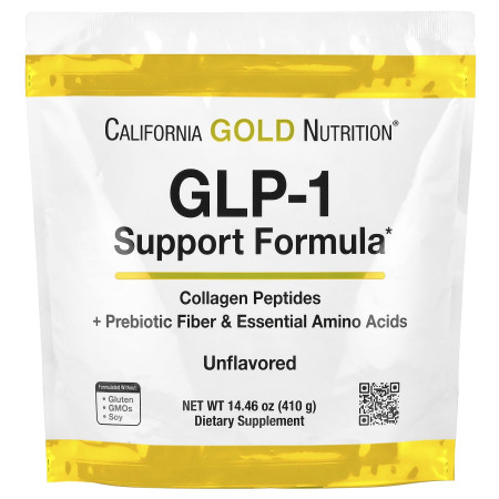 Морський колаген з клітковиною і амінокислотами California Gold Nutrition GLP-1 Support Formula, 494 грам