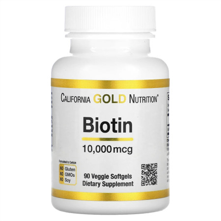 Біотин California Gold Nutrition Biotin 10,000 mcg, 90 капсул