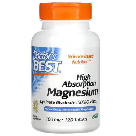 Магній глицинат Doctor's Best High Absorption Magnesium Glycinate 100 mg, 120 таблеток