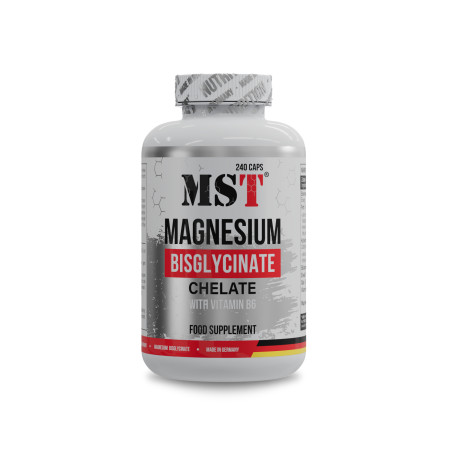 Магній безгліцинат і вітамін Б6 MST Nutrition Magnesium Bisglycinate + Vitamin B6, 240 капсул