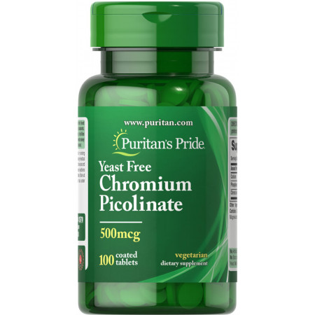 Хром піколінат Puritan's Pride Chromium Picolinate 500 mcg Yeast Free, 100 таблеток