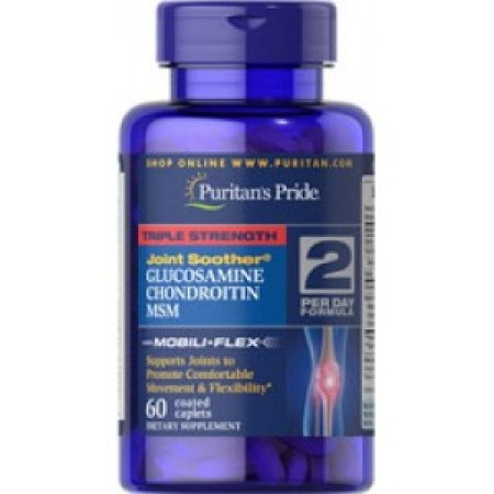 Глюкозамін хондроїтин і МСМ Puritan's Pride Triple Strength Glucosamine Chondroitin & MSM, 60 капсул
