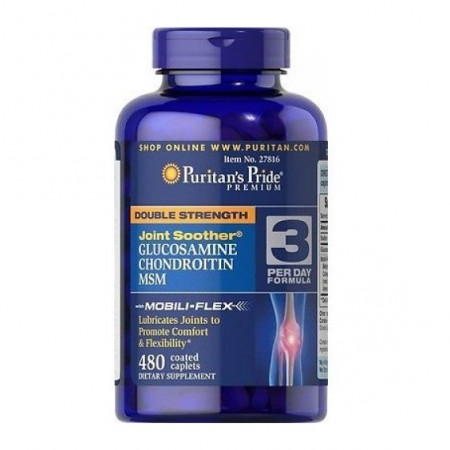 Хондропротектор Puritan's Pride Double Strength Glucosamine, Chondroitin & MSM, 480 капсул