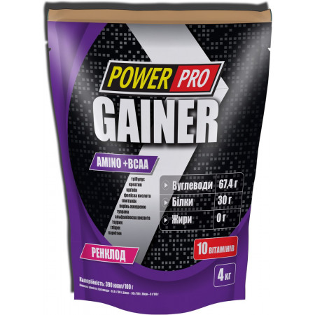 Гейнер для набору ваги Power Pro Mass Growing Gainer, 4000 грам