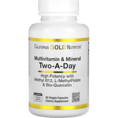 Вітаміни та мінерали California Gold Nutrition Multivitamin & Mineral Two-a-Day, 60 капсул